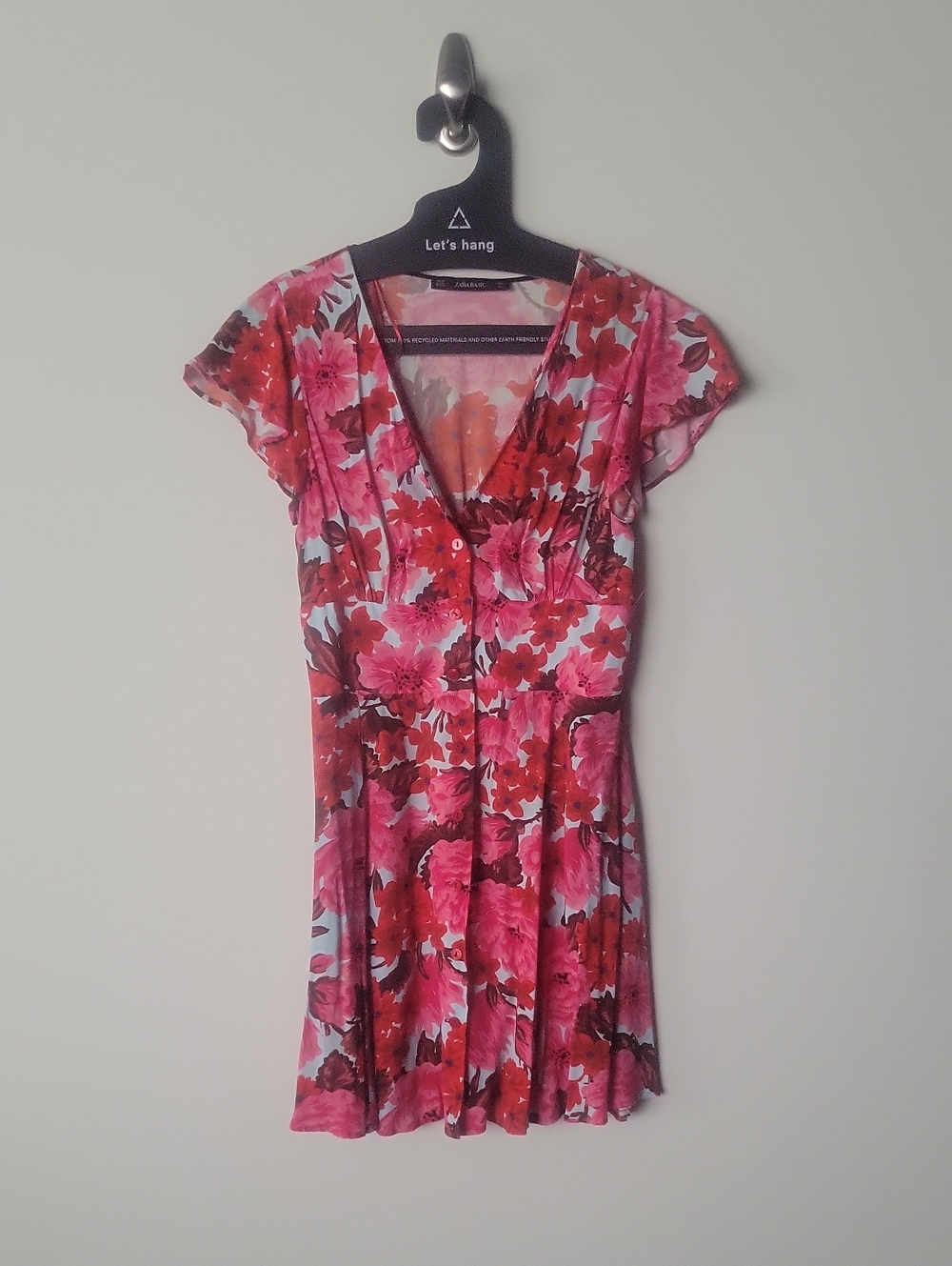 Zara Floral Babydoll Floral Mini Peasant Cottagecore Coquette Flutter Dress XS